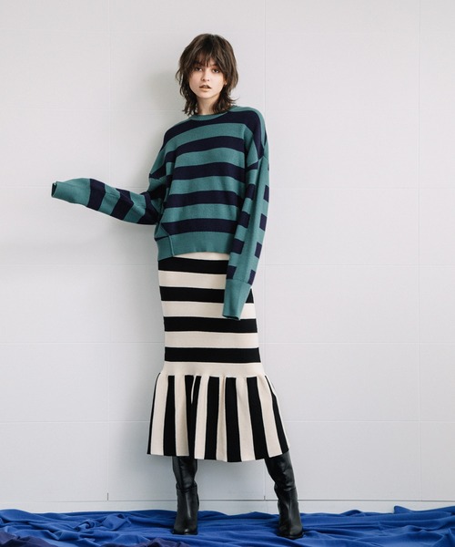 「AULA AILA」 ニットスカート 0 ベージュ レディース_画像5