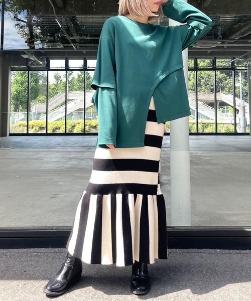 「AULA AILA」 ニットスカート 0 ベージュ レディース_画像8