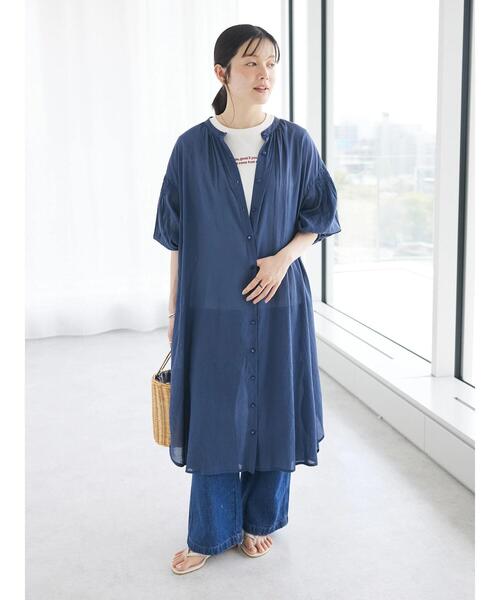 「CRAFT STANDARD BOUTIQUE」 半袖ワンピース FREE ブルー レディース_画像4