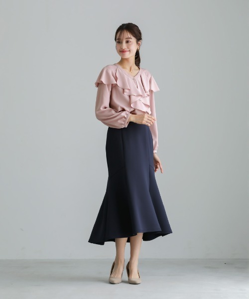 「Emilyan」 フレアスカート L ネイビー レディース_画像7