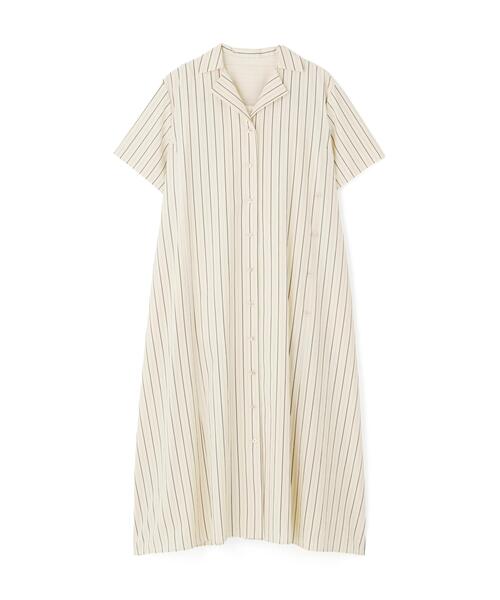 完売品✨ アドーア バイオ麻 ワンピ-ス ドレス 異素材切替 ストライプ M ADORE（アドーア） ワンピース 半袖 ミックスストライプワンピース