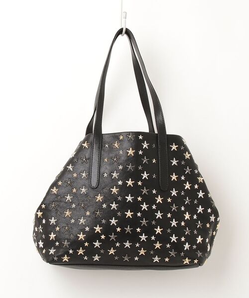 【美品】ジミーチュウ トートバッグ ブラック スタッズ スター レザー JIMMY CHOO（ジミーチュウ） スタースタッズ トートバッグ - ブラック