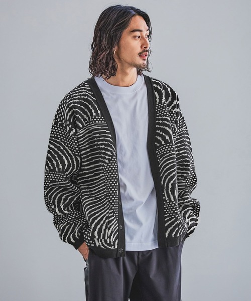 「HEREIAM」 ニットカーディガン MEDIUM ライトピンク メンズ_画像8