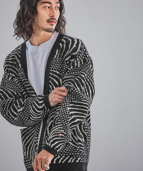 「HEREIAM」 ニットカーディガン MEDIUM ライトピンク メンズ_画像9