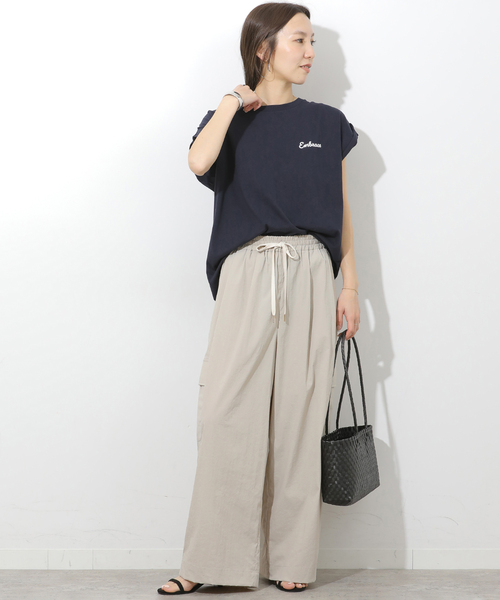 ワイドパンツ カーゴパンツ ナイロンカーゴパンツ レディースの画像