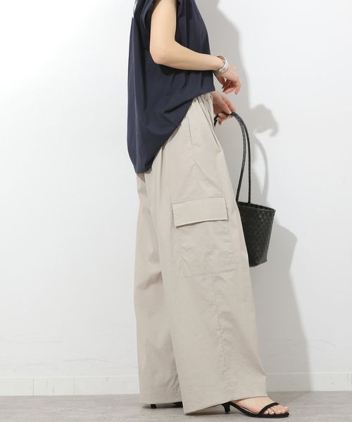 ワイドパンツ カーゴパンツ ナイロンカーゴパンツ レディースの画像