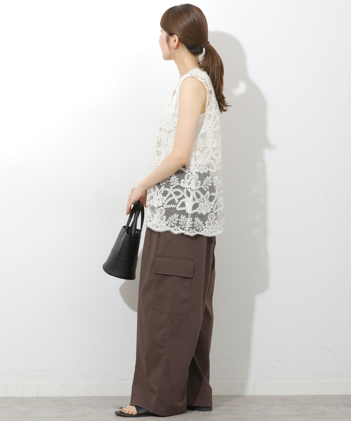 ワイドパンツ カーゴパンツ ナイロンカーゴパンツ レディースの画像