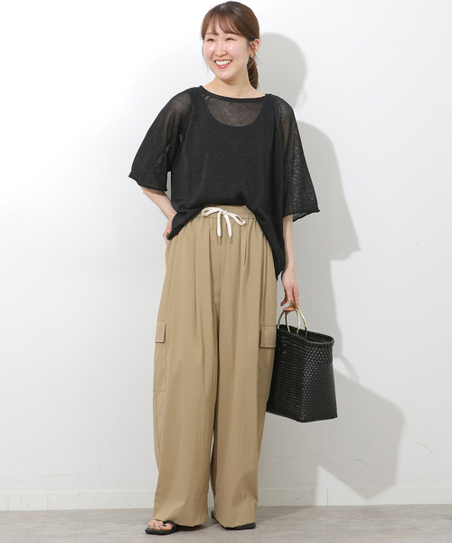 ワイドパンツ カーゴパンツ ナイロンカーゴパンツ レディースの画像