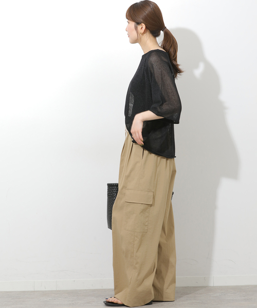 ワイドパンツ カーゴパンツ ナイロンカーゴパンツ レディースの画像