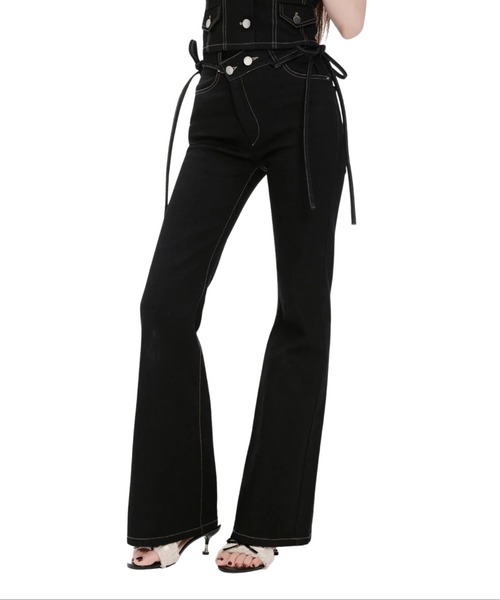 andwang デニム ストレートフレア リボン ANDWANG ジーンズ デニム デニムパンツ Ribbon Straight Flare Denim