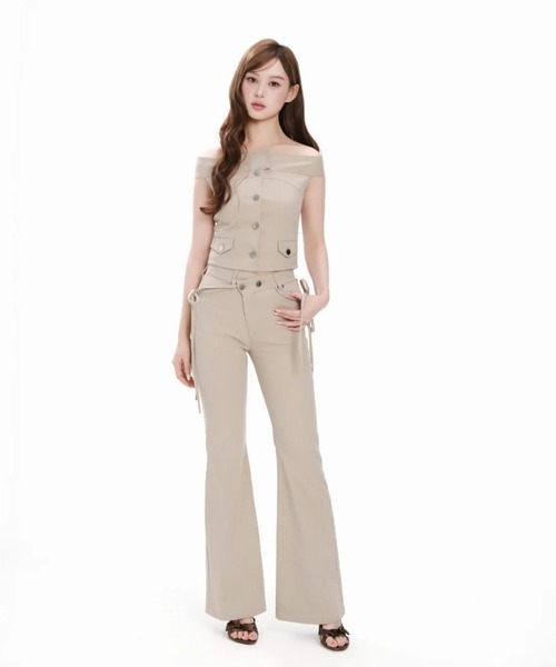 andwang デニム ストレートフレア リボン ANDWANG ジーンズ デニム デニムパンツ Ribbon Straight Flare Denim