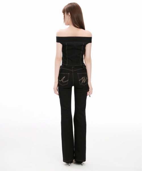 andwang デニム ストレートフレア リボン ANDWANG ジーンズ デニム デニムパンツ Ribbon Straight Flare Denim