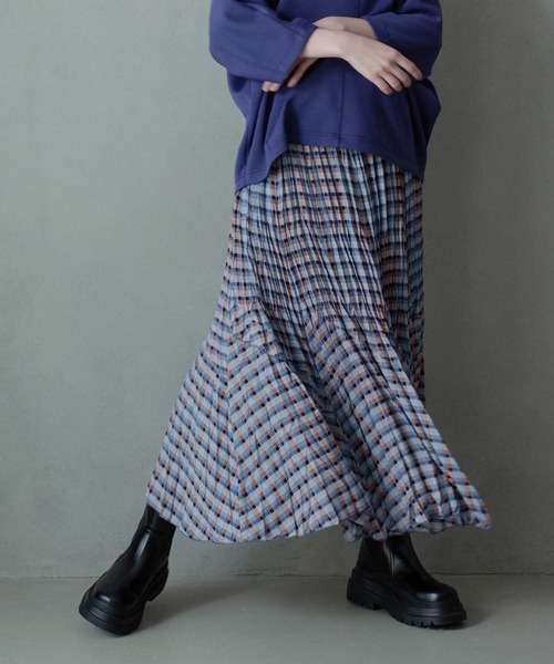 「MARECHAL TERRE」 プリーツスカート MEDIUM ブルー レディース_画像5