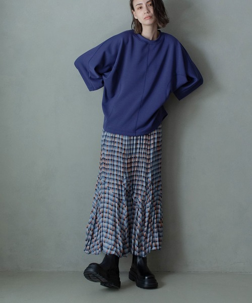 「MARECHAL TERRE」 プリーツスカート MEDIUM ブルー レディース_画像6
