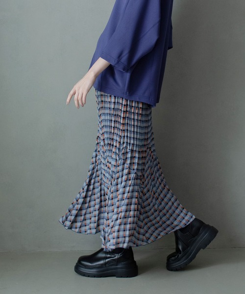 「MARECHAL TERRE」 プリーツスカート MEDIUM ブルー レディース_画像7