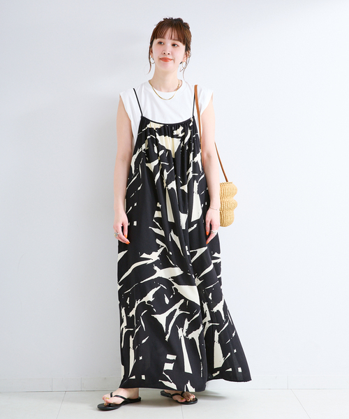 新品☆B.C STOCK トーナルプリントレイヤーキャミワンピース　イエナ B.C STOCK（ベーセーストック） ワンピース 「追加2」「WEB限定