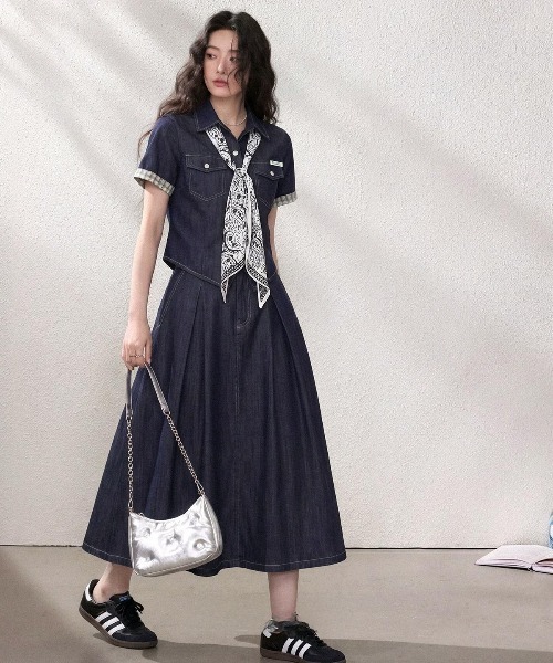 FAVORITO セットアップ デニムシャツトップススカートセットアップ