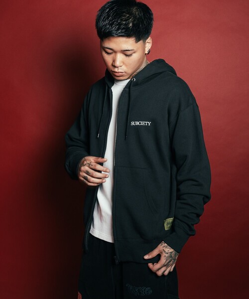 「Subciety」 ジップアップパーカー - グレー メンズ_画像5