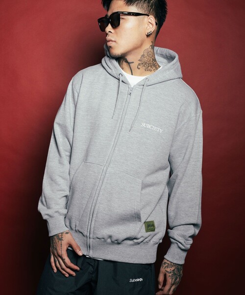 「Subciety」 ジップアップパーカー - グレー メンズ_画像8