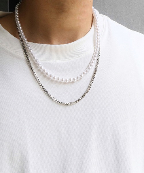 SBG by 7JEWELRY ネックレス アクリルパールネックレス メンズ