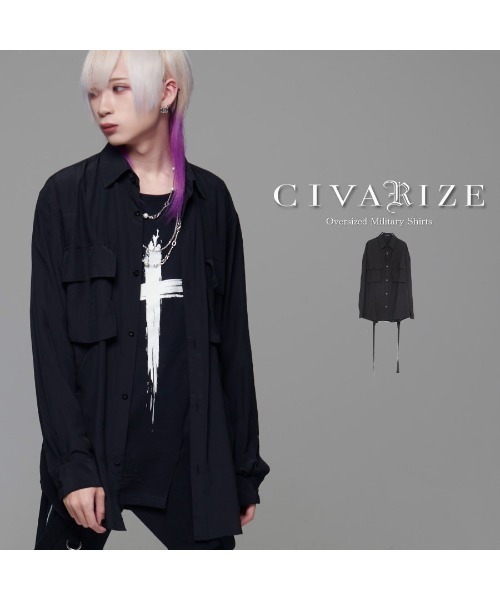 シャツ 「CIVARIZE/シヴァーライズ」ウエストベルト付きオーバーサイズ