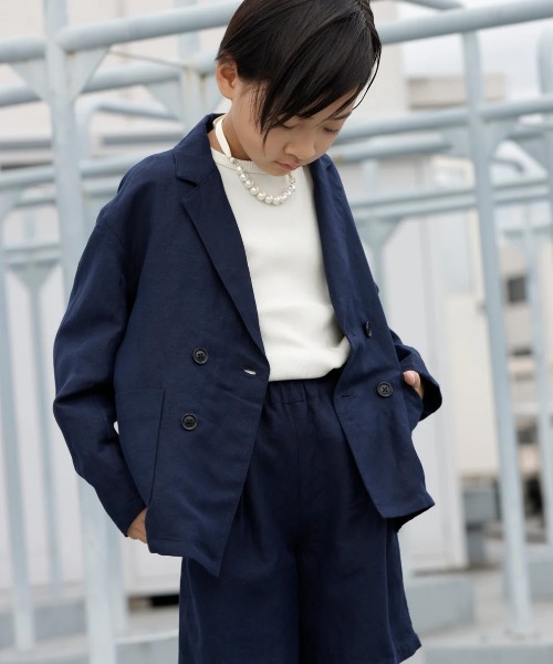 ARCH & LINE テーラードジャケット アウター リネン混ダブルジャケット  