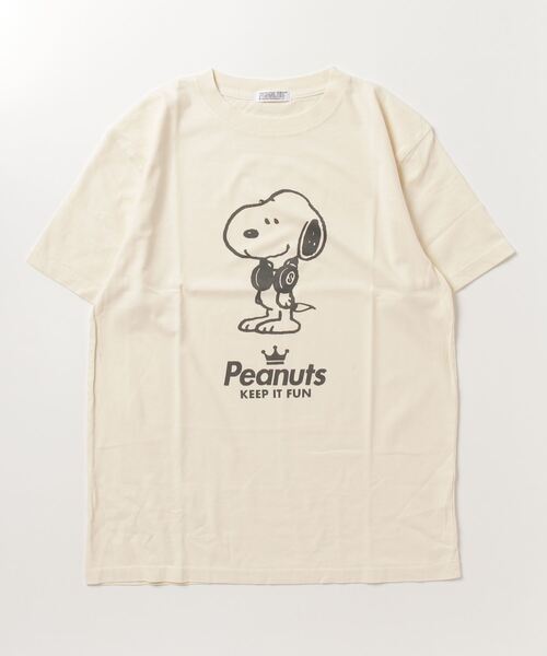 メルシーボークー  チャーリーブラウンTシャツ PEANUTS tシャツ ヘッドフォン スヌーピー/チャーリーブラウン/ウッド