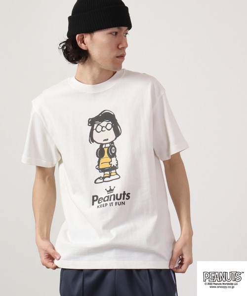 PEANUTS tシャツ ヘッドフォン スヌーピー/チャーリーブラウン/ウッド