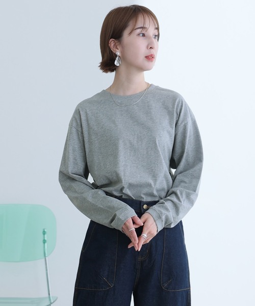 tシャツ 天竺ラウンドヘムロンTシャツ 長袖 レディース