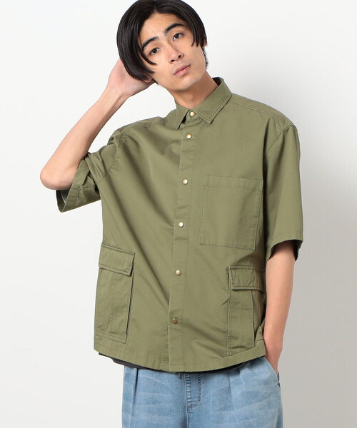 Purple&Yellow シャツ 「セットアップ対応」カーゴポケット 半袖シャツ 