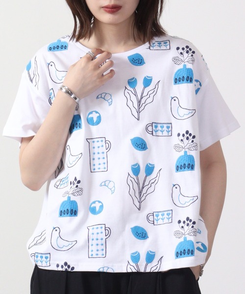 tシャツ EMAGO 日常2色刺繍T 半袖 レディース