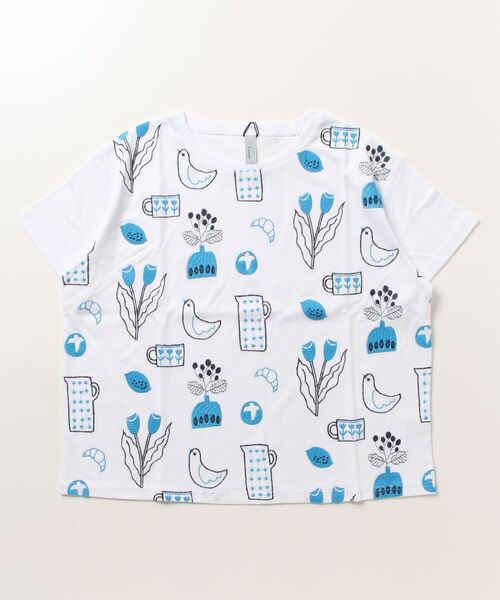 tシャツ EMAGO 日常2色刺繍T 半袖 レディース Emago tシャツ EMAGO スマイル刺繍Tシャツ レディース