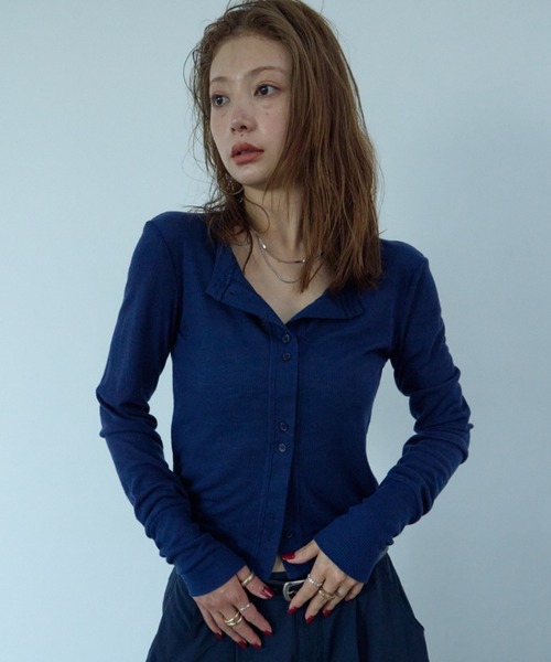 HANNE カーディガン シアーリブカーディガン レディース