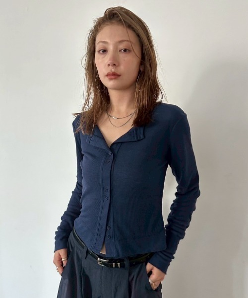 カーディガン 布帛コンビシアーリブカーディガン レディース HANNE カーディガン シアーリブカーディガン レディース
