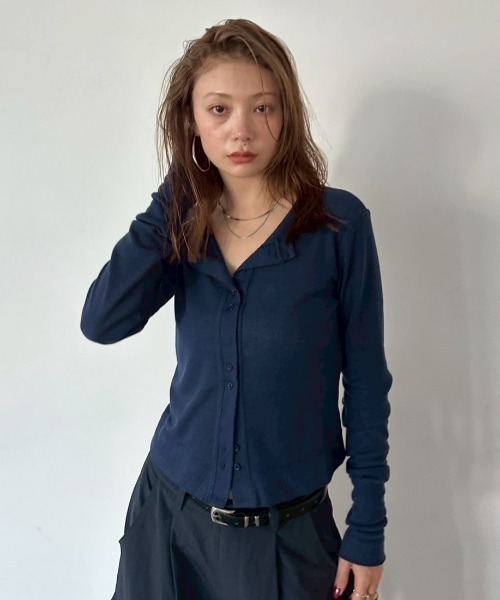 カーディガン シアーリブアンサンブルニットカーディガン レディース HANNE カーディガン シアーリブカーディガン レディース