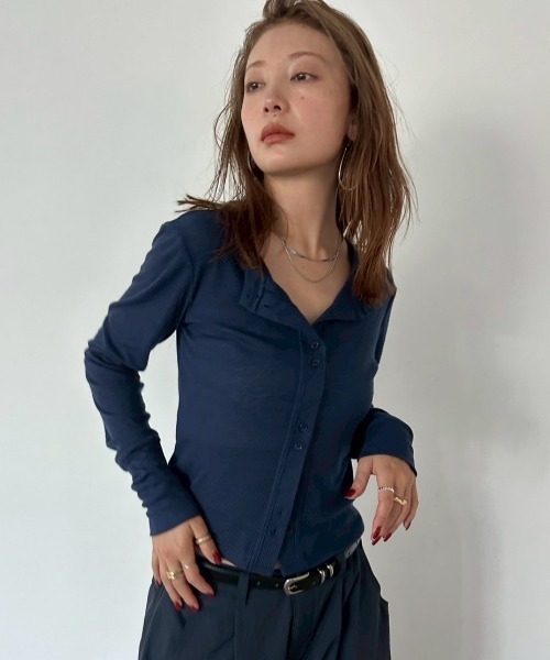 HANNE カーディガン シアーリブカーディガン レディース