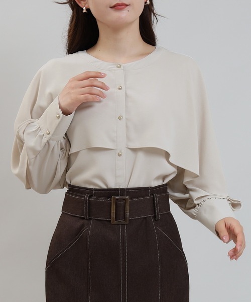 TRUDEA シャツ ブラウス レディース ケープ風ブラウス