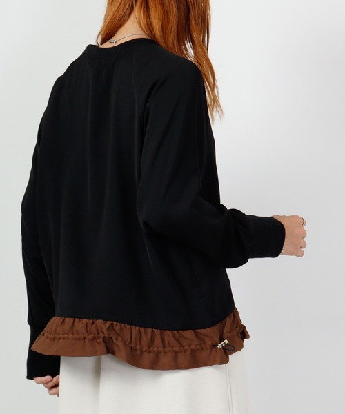 tシャツ Anna Nicola 裾配色トップス 長袖 レディース Anna Nicola tシャツ 裾配色トップス 長袖 レディース