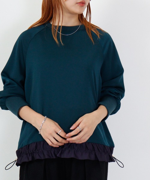 tシャツ Anna Nicola 裾配色トップス 長袖 レディース Anna Nicola tシャツ 裾配色トップス 長袖 レディース