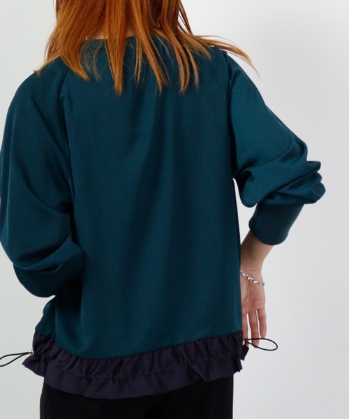 tシャツ Anna Nicola 裾配色トップス 長袖 レディース Anna Nicola tシャツ 裾配色トップス 長袖 レディース