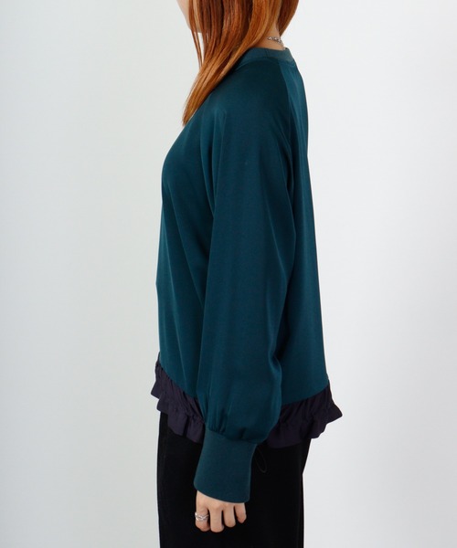 Anna Nicola tシャツ 裾配色トップス 長袖 レディース