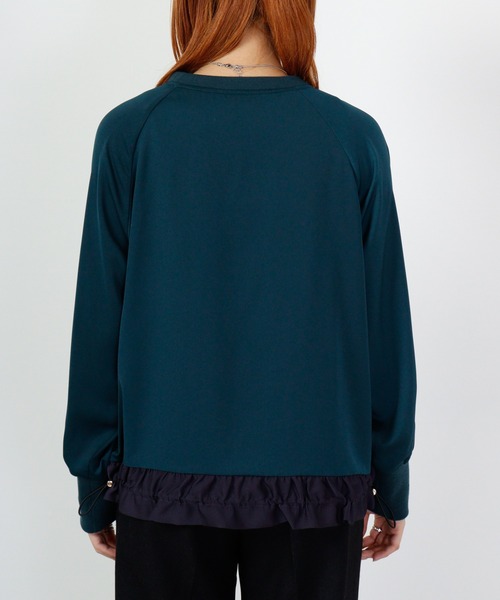 tシャツ Anna Nicola 裾配色トップス 長袖 レディース Anna Nicola tシャツ 裾配色トップス 長袖 レディース