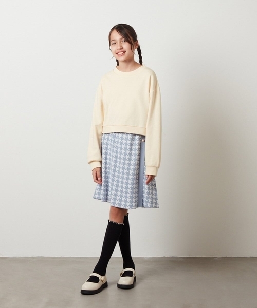 ワンピース 「140-150」「2点セット」チェックシャツワンピ＆ショート 