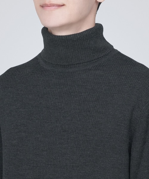 無印良品（MUJI） セーター ニット 洗えるウールリブタートルネック