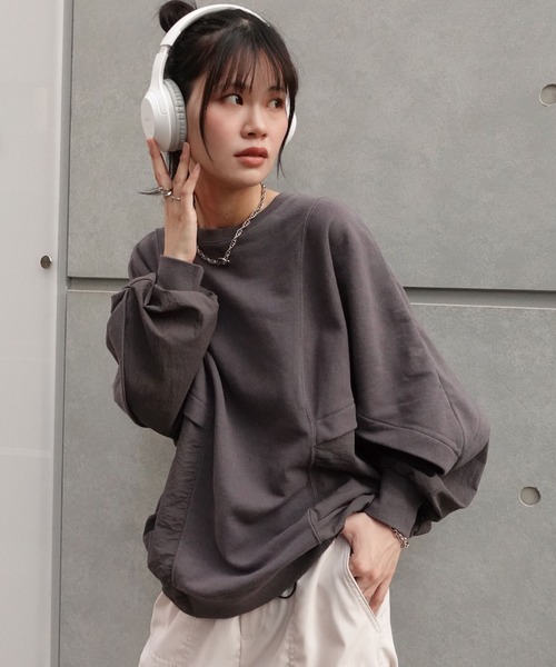 CORNERS tシャツ 裏毛ドッキングドルマンプルオーバー