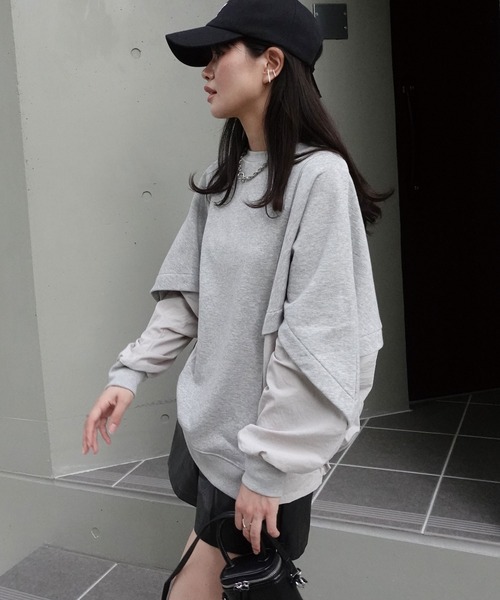CORNERS tシャツ 裏毛ドッキングドルマンプルオーバー