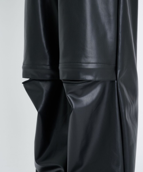JOHN LAWRENCE SULLIVAN メンズ パンツ STRETCH VEGAN LEATHER WIDE