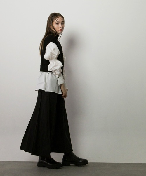 ニット セーター ニットドッキングシャーリングブラウス レディース Limue ニット セーター ニットドッキングシャーリングブラウス