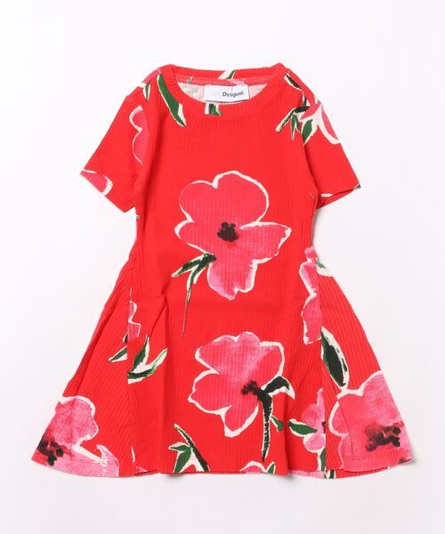Desigual ワンピース 花柄 リブ編み ショートワンピース キッズ