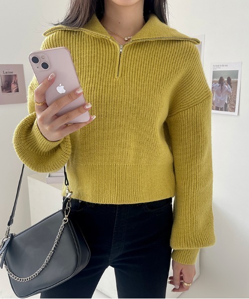 シナコバ　ハーフジップセーター イエロー シナコバ ハーフジップセーター イエロー シナコバ ハーフジップ